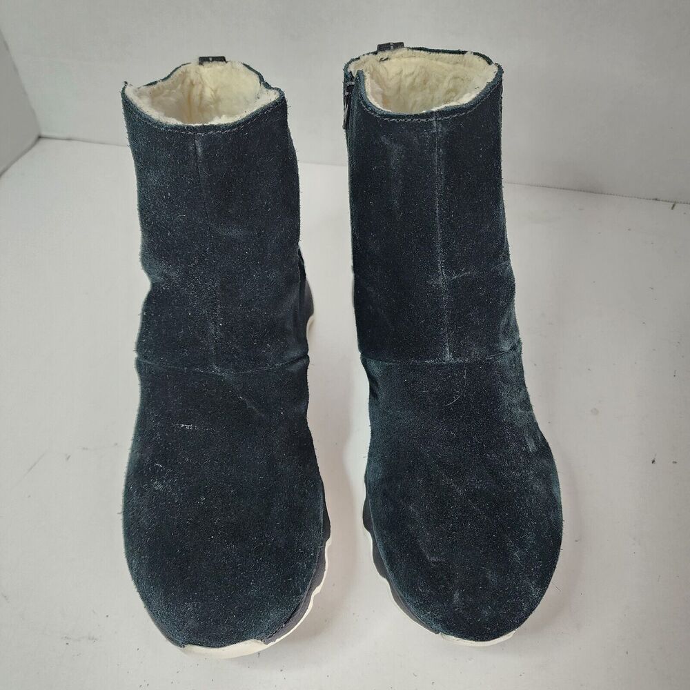 Sorel Kinetic Short Ankle Boots Womens 6 Sneaker Waterproof Shearling Black - Picture 2 of 9